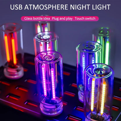 Car USB Night Light Glass Bottle Light Touch Adjustable LED USB Lamp Dimmable Portable Mini Glass Bottle Night Lamp USB