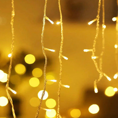 5M LED Curtain Icicle String Lights — Christmas Garland Fairy Light