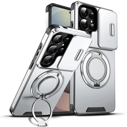 Armor Case for Samsung Galaxy S26 S25 S24 S23 Ultra Plus S25FE S24FE Magnetic Holder Slide Camera Protect Shockproof Back Cover
