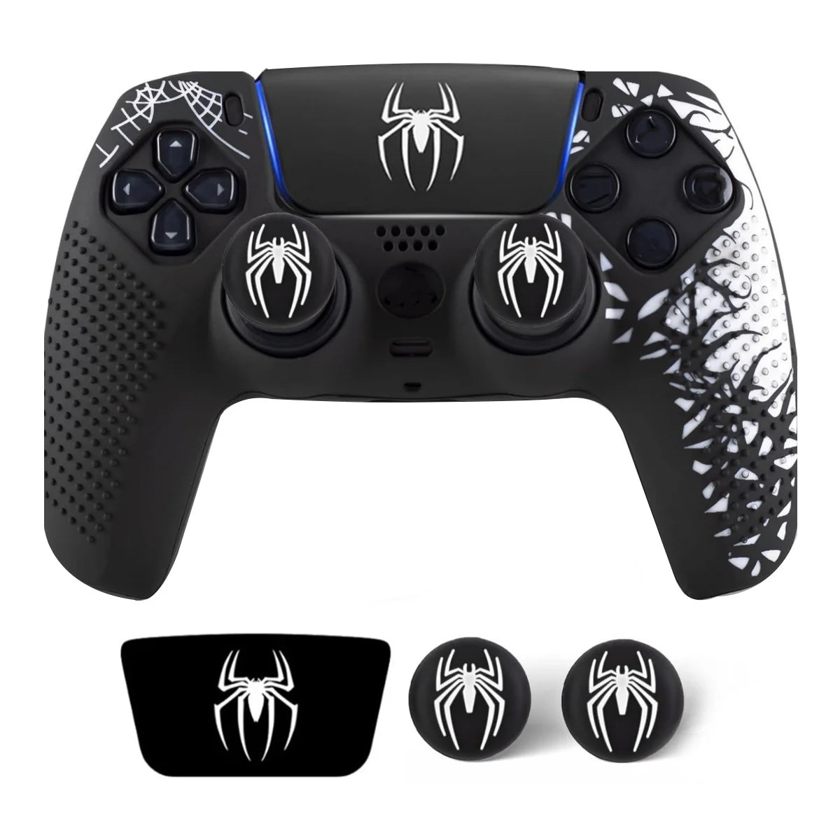 Anti-Slip Controller Skin Shell for PS5 Controller Silicone Cover Case with Rubber Thumb Grip Gaps and Touch Pad Sticker For PS5