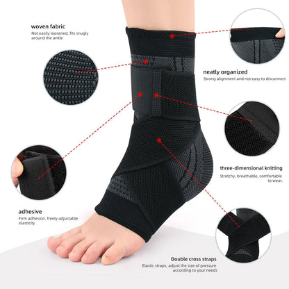 1Pcs Adjustable Ankle Brace Compression Sleeve, Arch Support & Foot Stabilizer, Elastic Wrap for Plantar Fasciitis, Achilles