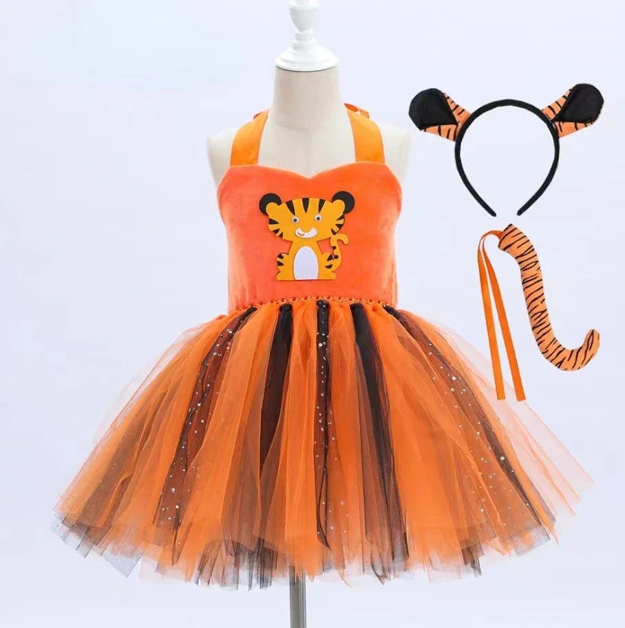Baby Girls Halloween Animal Cosplay Costume – Forest Theme Tutu Dress for Birthday Party