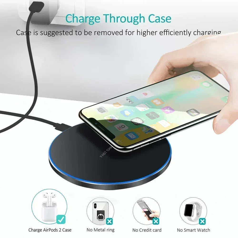 300W Fast Wireless Charger Pad For iPhone 16 15 14 13 12 X Pro XS Max Samsung Xiaomi Huawei Phone Wireless Charging Dock Station - Urbizia