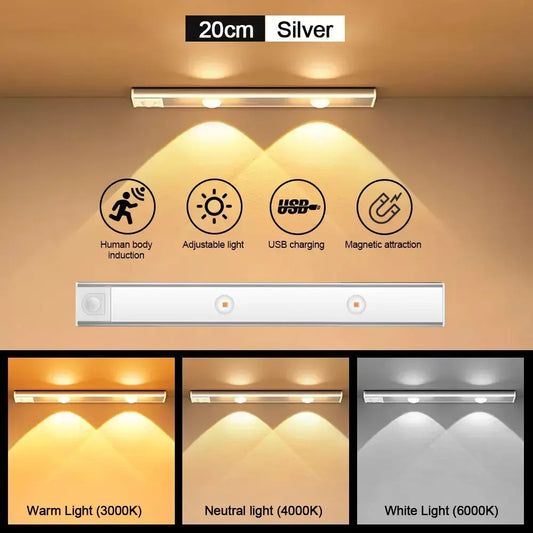Motion Sensor Light LED Sensor Lamp Wireless Ultra Thin USB LED For Kitchen Cabinet Bedroom Wardrobe Indoor Lighting Night Light - Urbizia