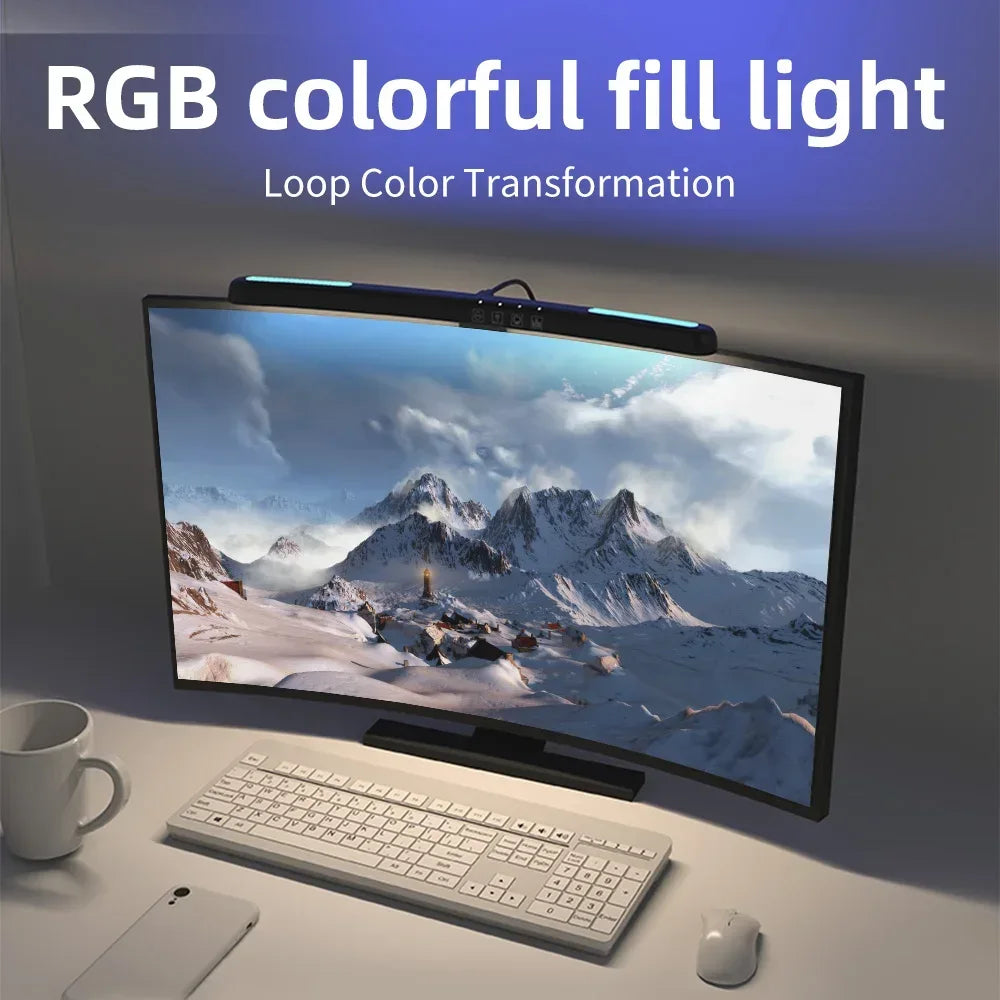 USB Stepless Dimming Screen Hanging Lights Curved Screen Monitor Light Bar RGB Background Atmosphere Desk Lamp Monitor Light Bar - Urbizia