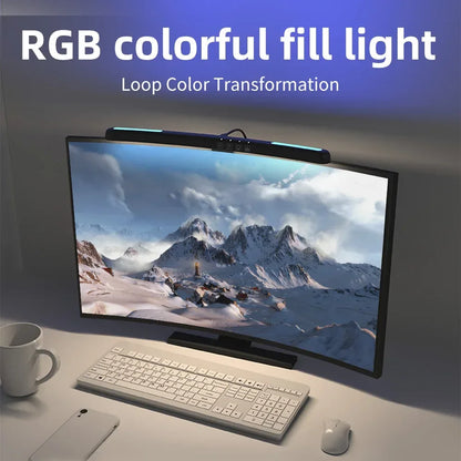 USB Stepless Dimming Screen Hanging Lights Curved Screen Monitor Light Bar RGB Background Atmosphere Desk Lamp Monitor Light Bar - Urbizia