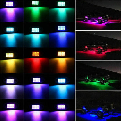 High Quality 8Pods RGB LED Rock Lights APP Control For Jeep Off-Road Truck UTV ATV Underbody Wheel Lights Car LED Chassis Strip