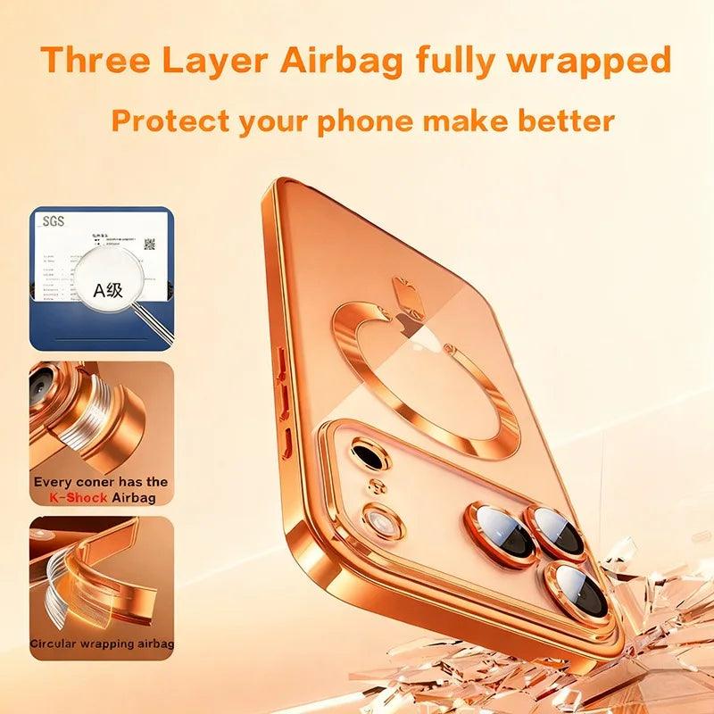 iPhone MagSafe Clear Case – Plating Soft TPU Magnetic Cover