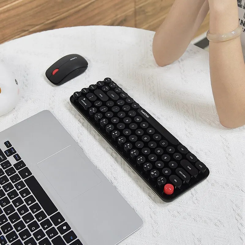 MOFII Wireless Keyboard and Mouse, Cute Colorful 68 Round Keycap Compact Keyboard for Computer, Computer, Desktop, Laptop