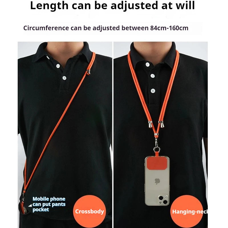 Universal Adjustment Phone Lanyard Solid Color Polyester Necklace Strap Long Hanging Rope With Clip Anti-Lost Crossbody Lanyard