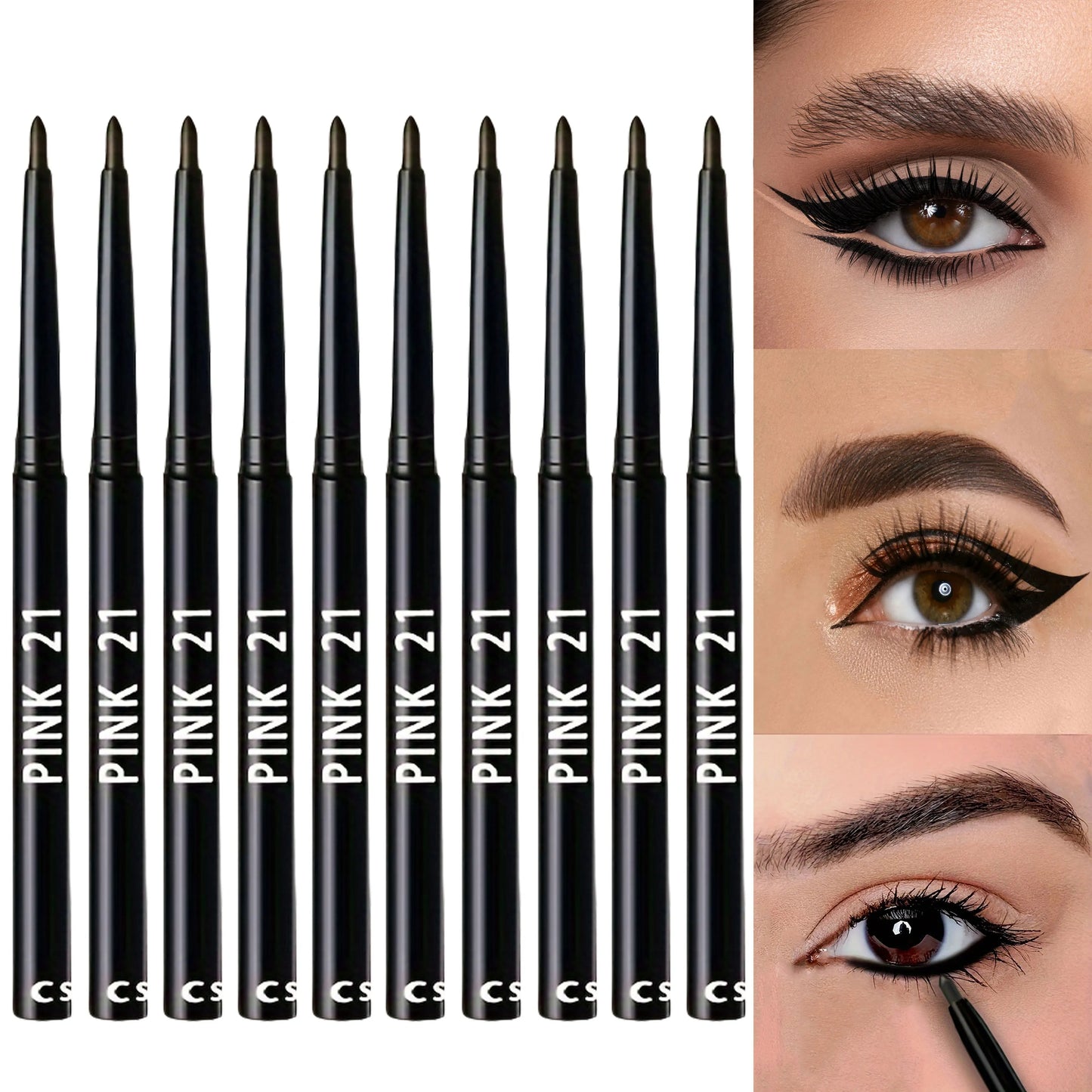 10-Pack Long-Lasting Black Eyeliner Pencils
