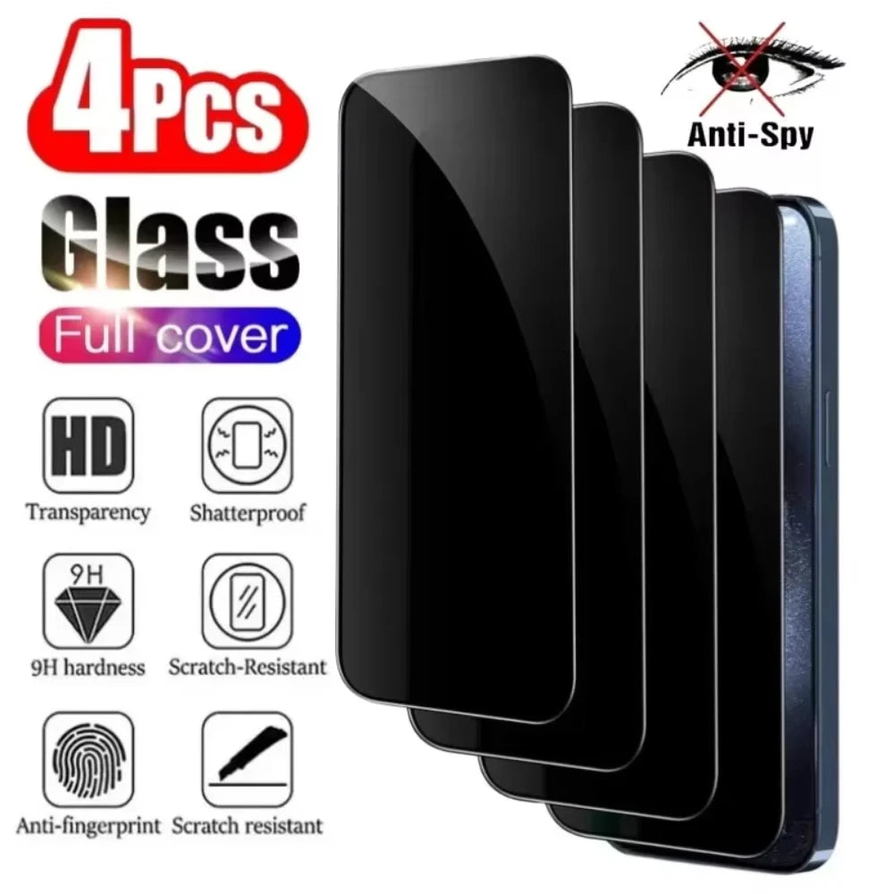 NNBILI 4PCS Privacy Screen Protectors For iPhone 15 13 12 14 16 17 18 Pro Max Mini Anti-spy Tempered Glass For IPhone17Air Glass