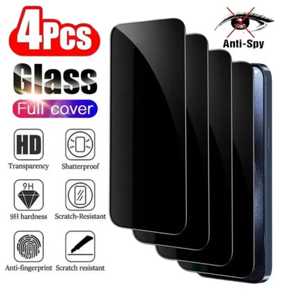 NNBILI 4PCS Privacy Screen Protectors For iPhone 15 13 12 14 16 17 18 Pro Max Mini Anti-spy Tempered Glass For IPhone17Air Glass