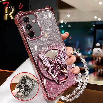 Butterfly Mirror Crystal Bracelet Case for Samsung Galaxy A Series