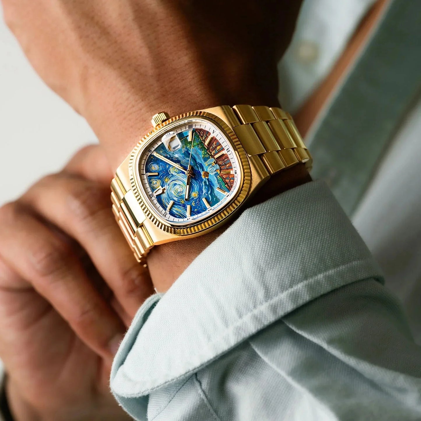 CILOA Retro Square Gold Men Watch Premium Light Luxury Stylish Waterproof Quartz Wristwatch Ideal Luxury Gift For Him