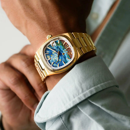 CILOA Retro Square Gold Men Watch Premium Light Luxury Stylish Waterproof Quartz Wristwatch Ideal Luxury Gift For Him