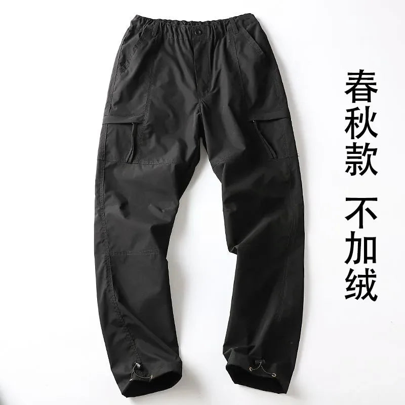 Outdoor Workwear Pants Men's Loose Fleece Lined Thick Soft  Hiking Mountain Climbing Windproof Waterproof Jacket Pants