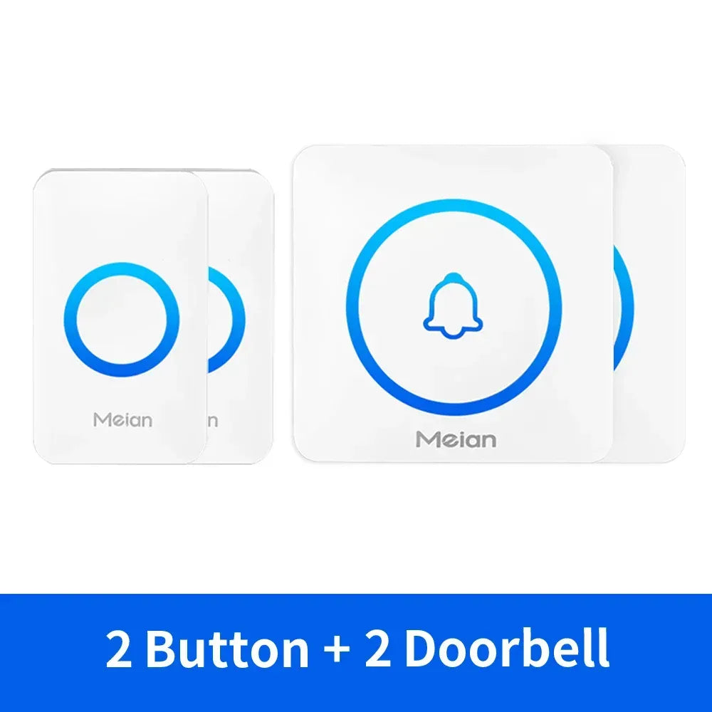 Meian Smart Home Doorbell Wireless Security Doorbell IP65 Waterproof Outdoor Door Bell 60 Songs 5 Volume Adjustable Chime Kit - Urbizia