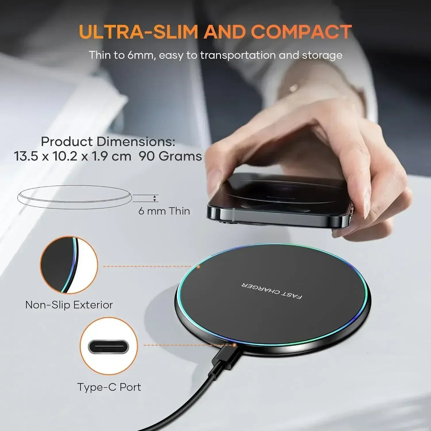 30W Desktop LED Wireless Charger Pad Phone Holder For iPhone 17 16 15 14 13 Pro Max Samsung Xiaomi Induction Fast Charging Stand - Urbizia