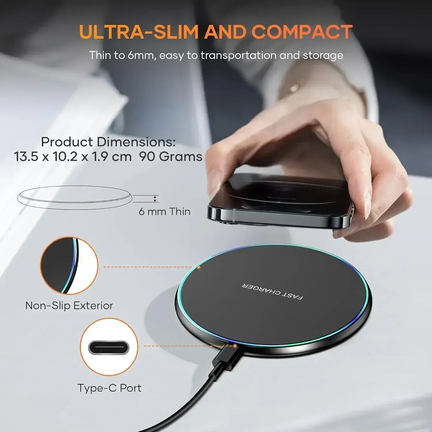 30W Desktop LED Wireless Charger Pad Phone Holder For iPhone 17 16 15 14 13 Pro Max Samsung Xiaomi Induction Fast Charging Stand - Urbizia