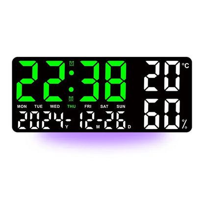 Large Digital Wall Clock with 7Colors Mood Light 2 Alarm TEMP Humidity Date Table Clock 12/24H Timing Countdown LED Alarm Clock - Urbizia