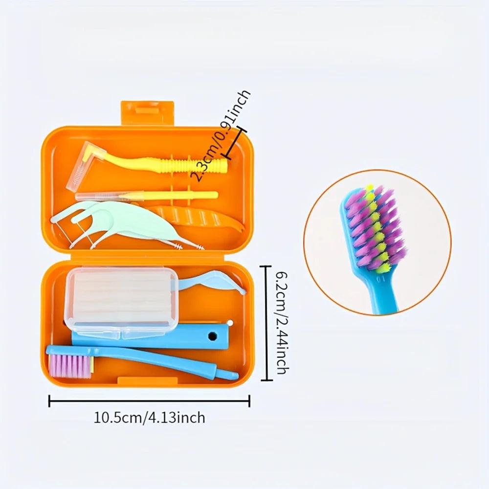 Travel Portable Orthodontic Oral Dental Cleaning Kit Foldable Toothbrush Orthodontic Wax Interdental Brush Oral Cleaning Care
