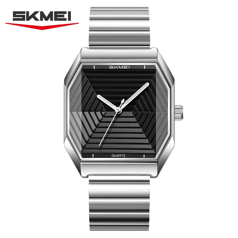 SKMEI 9393 Fashion Quartz Watch Unique Design Stainless Steel Men's Wristwatches Elegant Watches for Men relógios masculino
