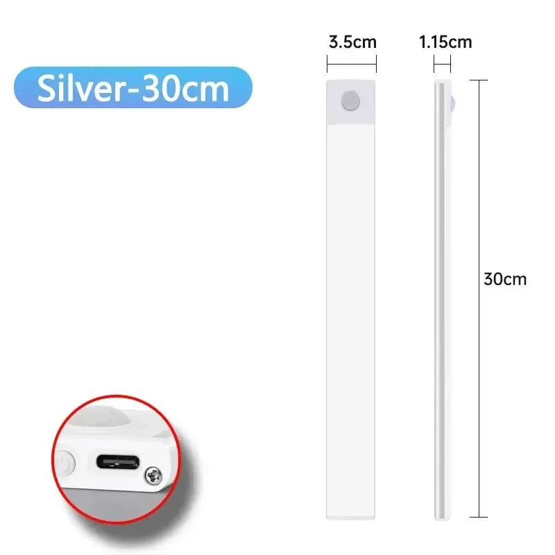 LED Cabinet Light USB Type-C Rechargeable Motion Sensor Led Lamp for Kitchen Wardrobe Cabinet Lighting 20cm/30cm/40cm/50cm/60cm - Urbizia