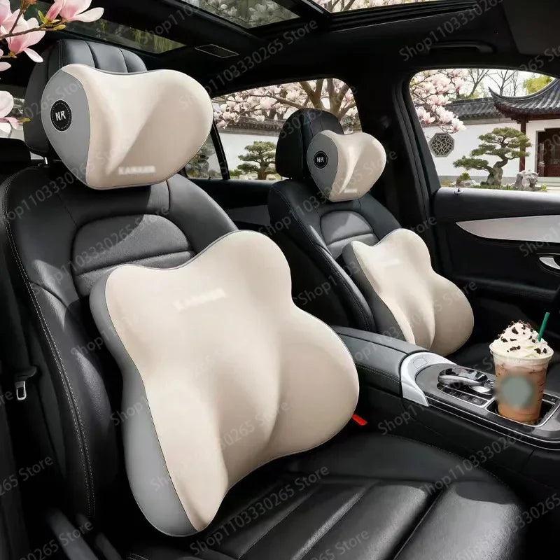 Memory Foam Car Neck Headrest and Lumbar Waist Support Pillow