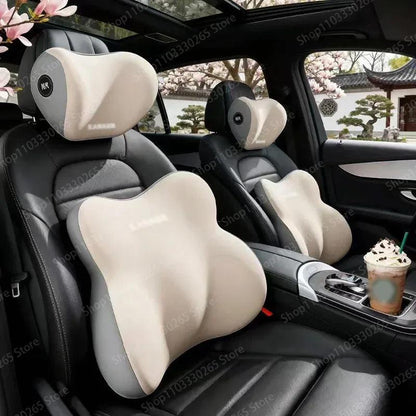 Memory Foam Car Neck Headrest and Lumbar Waist Support Pillow