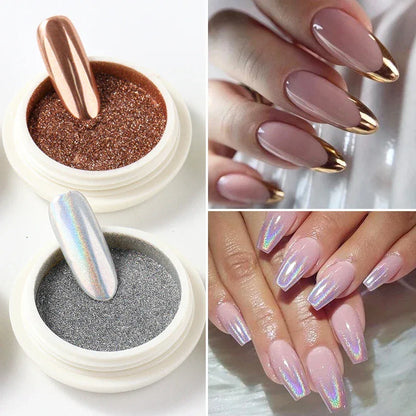 6pcs Chrome Mirror Nail Powder Set – Aurora Shine