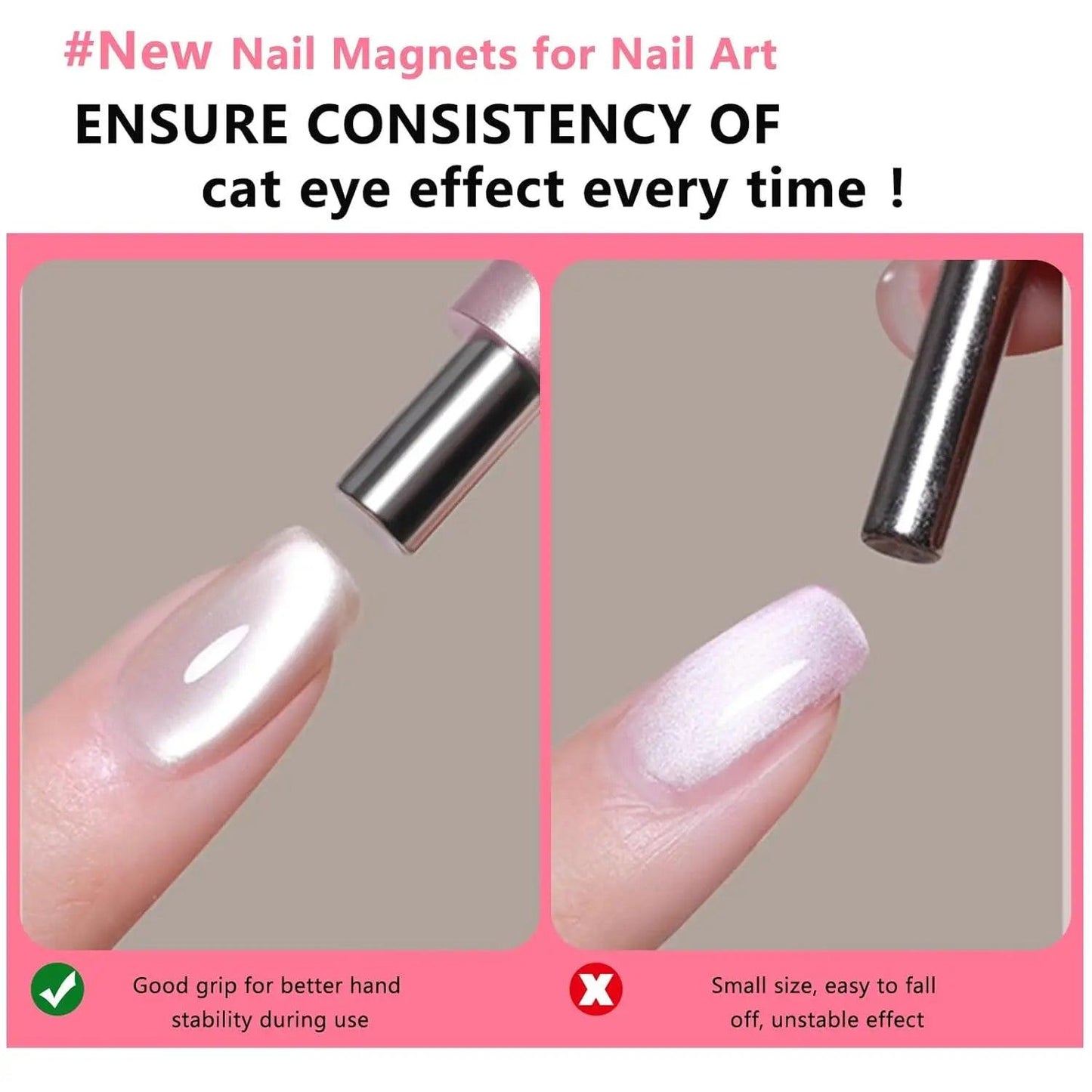Cat Eye Magnetic Ball With Nail Magnetic Stick Tool Set Double-head Strong Magnet Pen 3D Cat Eye Gel Polish Nail Supplies