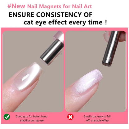 Cat Eye Magnetic Ball With Nail Magnetic Stick Tool Set Double-head Strong Magnet Pen 3D Cat Eye Gel Polish Nail Supplies