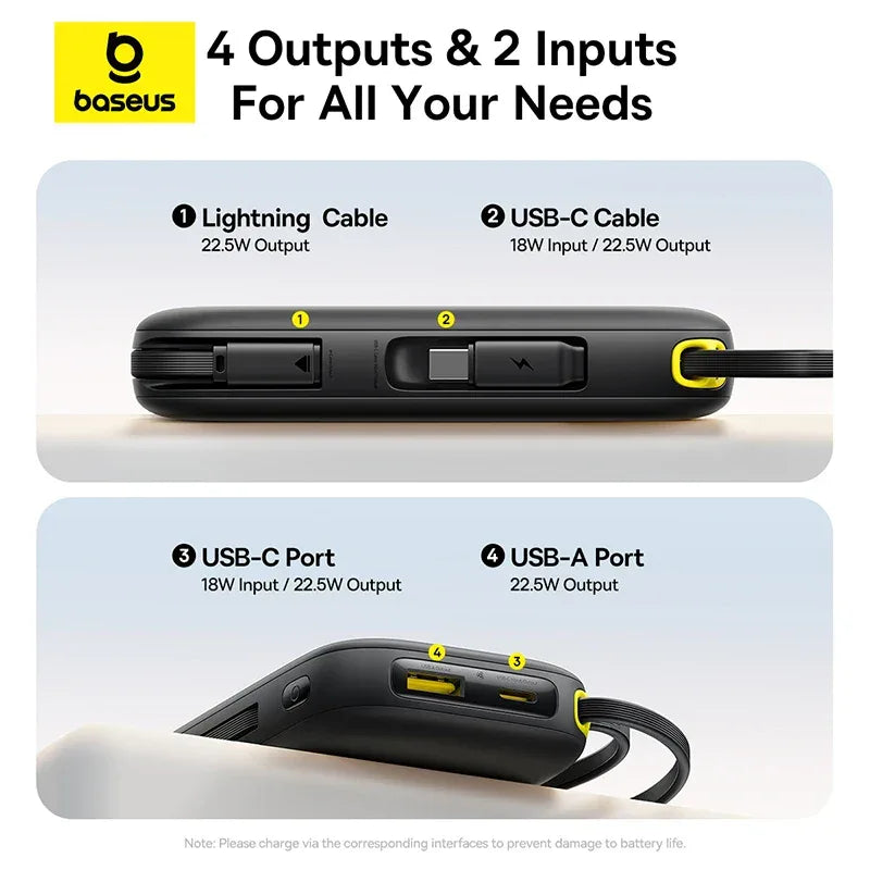 Baseus 22.5W 10000/20000mAh Built-In Cable Power Bank