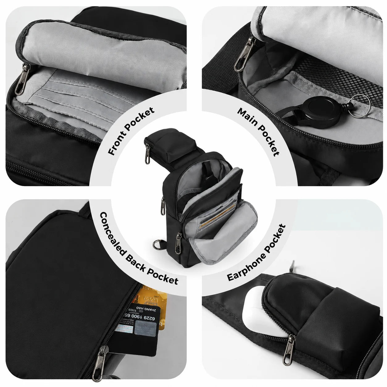 Fashionable Casual RFID Anti-Theft Sling Bag for Men's, Street Sports Chest Bag Simple Lightweight Shoulder Bag for Commuting