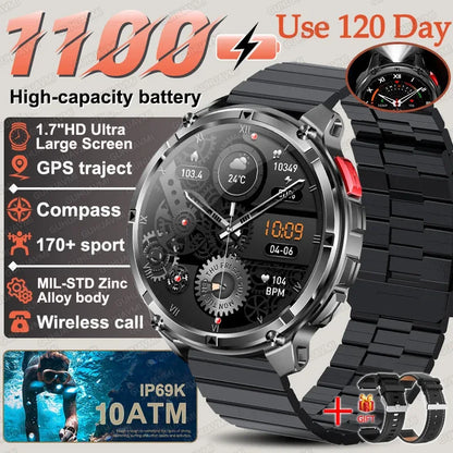 2026 New 1100mAh Big Battery Smart Watch Men Outdoor GPS Path Compass 10ATM Waterproof Bluetooth Call AMOLED HD Sport Smartwatch - Urbizia