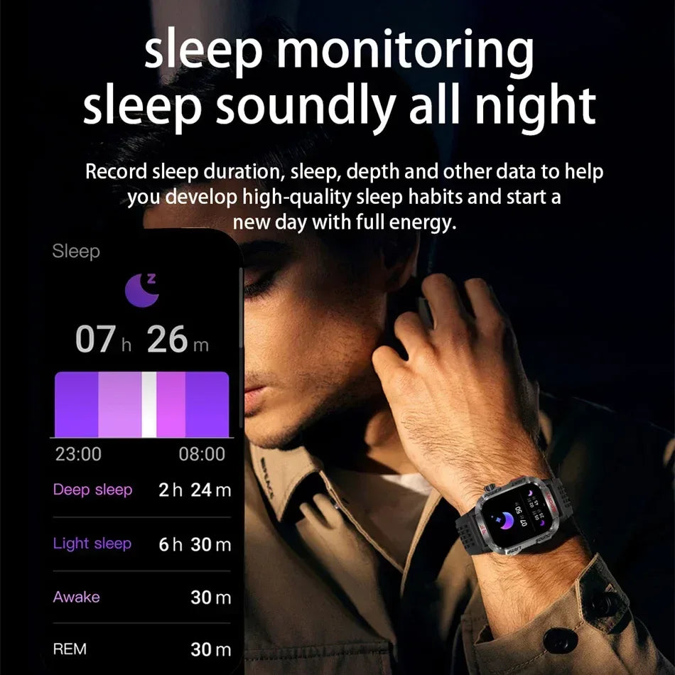 New Military GPS Smart Watch Men Flashlight Compass Waterproof 600mAh Battery Outdoor Sport Tracker Bluetooth Call Smartwatch - Urbizia