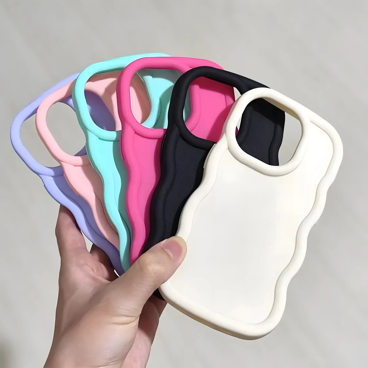 6 Pcs Wavy Edge Solid Color Soft Touch Shockproof Phone Cases, Minimalist Stylish Protective Covers Compatible with iPhone 12,13,14,15,16,17,18 Pro Max/Plus/Air