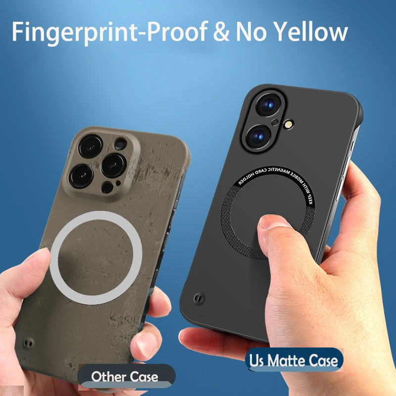 Luxury Ultra Slim Magnetic Frameless Solid Color Phone Case for Magsafe iPhone 13 12 Mini 11 Pro XR X XS Max Shockproof Cover