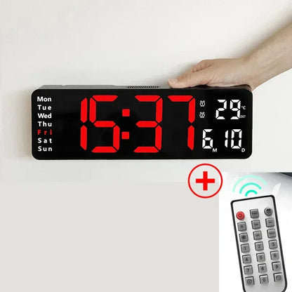 Smart Mute LED Electronic Wall Clock Modern Desk Clock Night Alarm Minimalist Thermometer Air Clock Home Decor For Living Room - Urbizia
