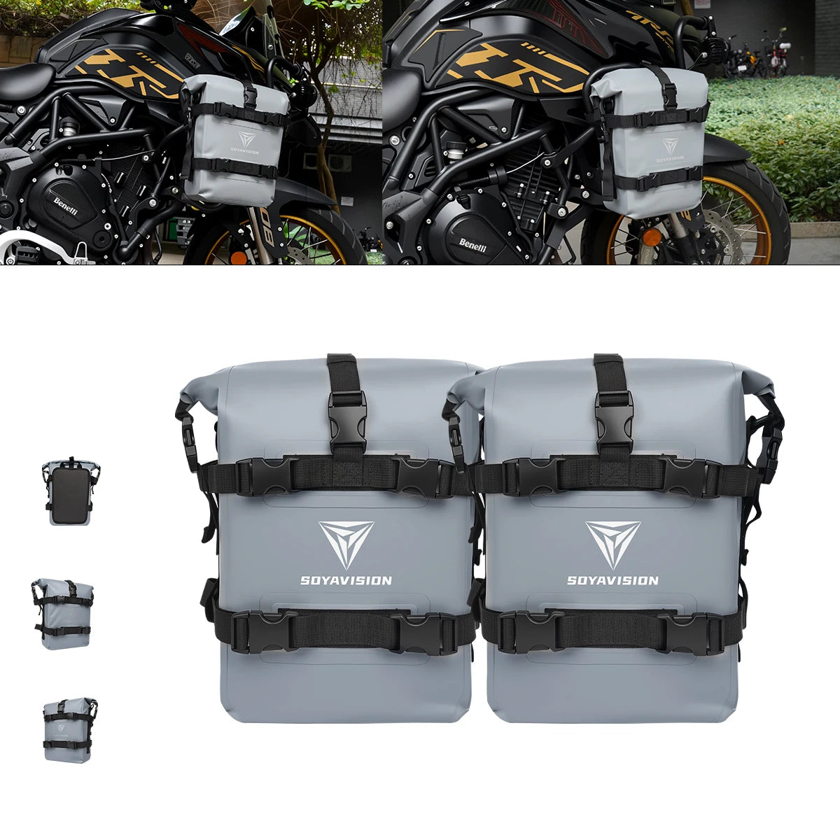 2PCS Motorcycle Bumpers Bag Waterproof 5L-8L Motorcycle Side Frame Bag Motorcycle Crash Bar Bag Universal Tools Storage Bag