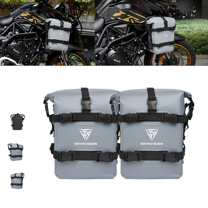 2PCS Motorcycle Bumpers Bag Waterproof 5L-8L Motorcycle Side Frame Bag Motorcycle Crash Bar Bag Universal Tools Storage Bag