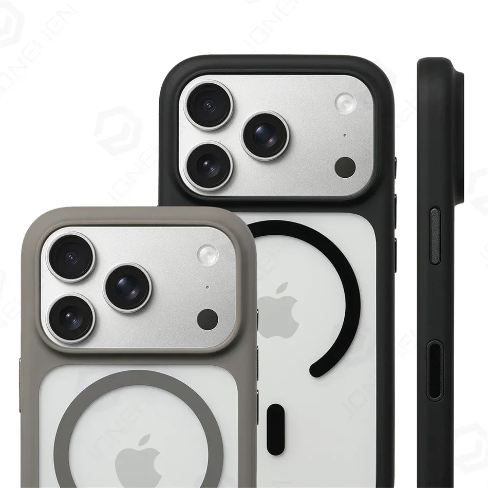 For Magsafe Transparent Camera Control Button Case For iPhone Air 16 17 Pro Max 17pro Orange Magnetic Armor Shockproof Cover