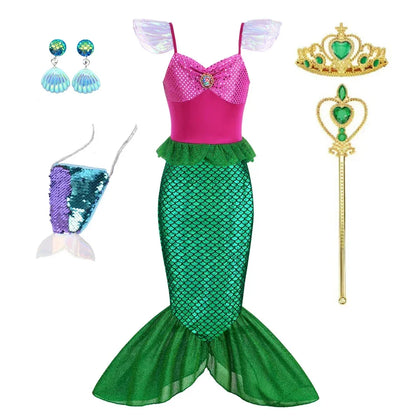 Mermaid Birthday Party Dress – Summer Girl Mermaid Costume for Kids 2-10 Yrs, Anime Cosplay & Fantasy Gown
