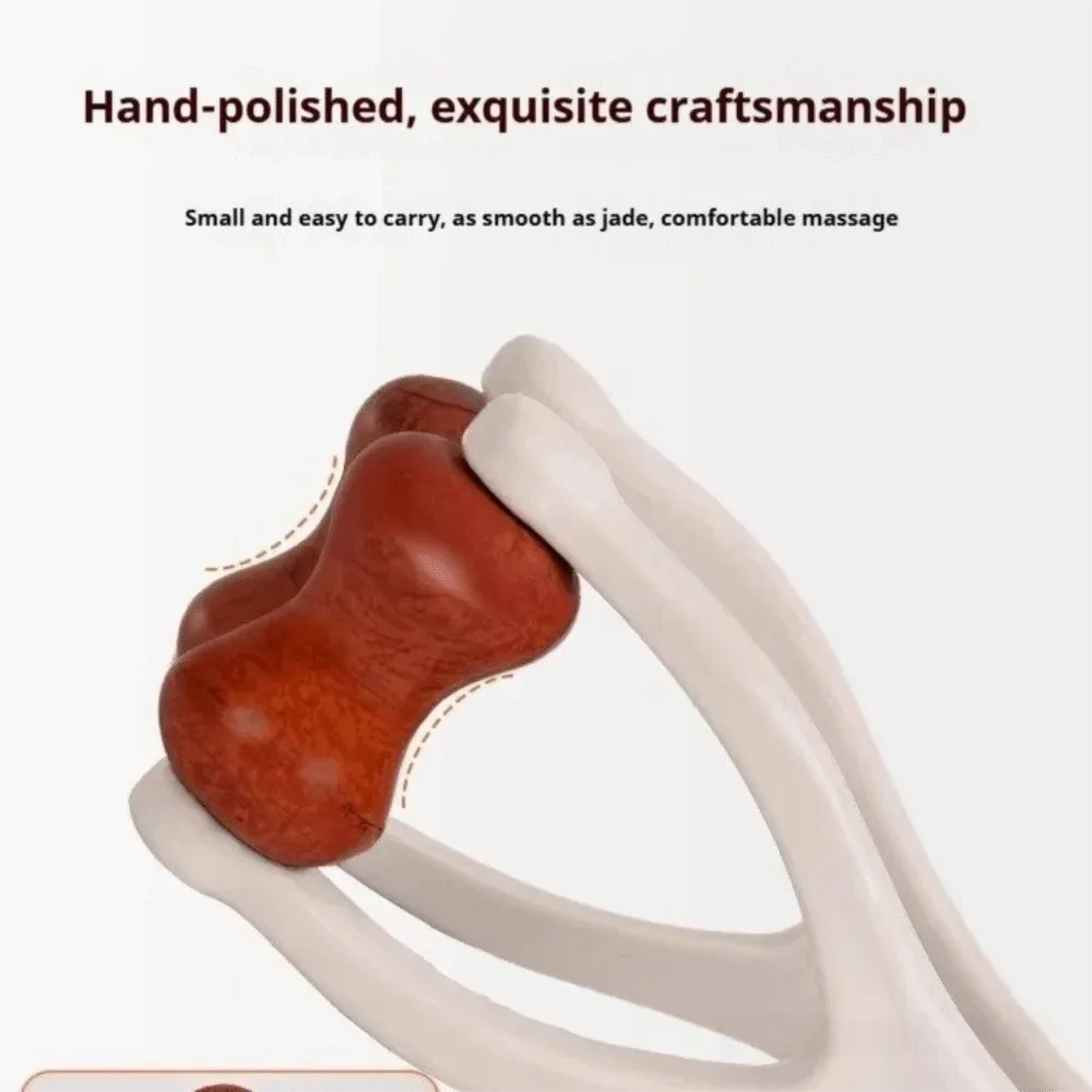 Solid Wood Finger Massage Roller with 360° Rollers Clip Design Finger Massager Acupressure Stick for Hand Meridian Relief