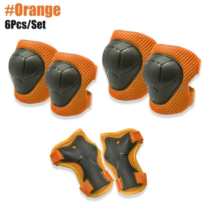 6pcs Kids Knee Pads and Elbow Pads Set,Knee Pads for Child Youth 3-15 Years W/ Adjustable Strap for Roller Skates Skateboard