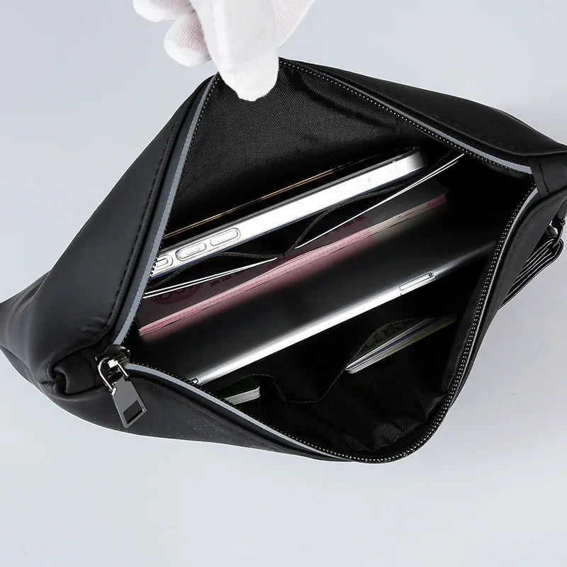 Men Clutch Bag Tiger's Head Silver Fashion Casual Business Soft Pu Leather Phone Handbag Luxury Male Envelop Leather Day Clutch
