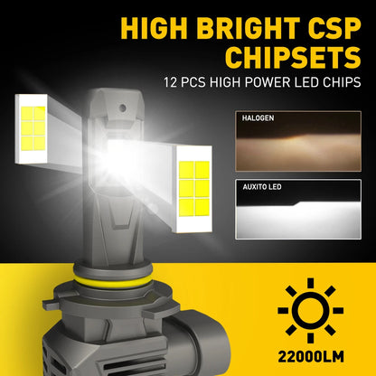 AUXITO 2Pcs Canbus 9005 HB3 LED Headlight 22000LM 120W High Power No Error 360 CSP H8 H9 H11 9006 HB4 9012 HIR2 LED Head Lights