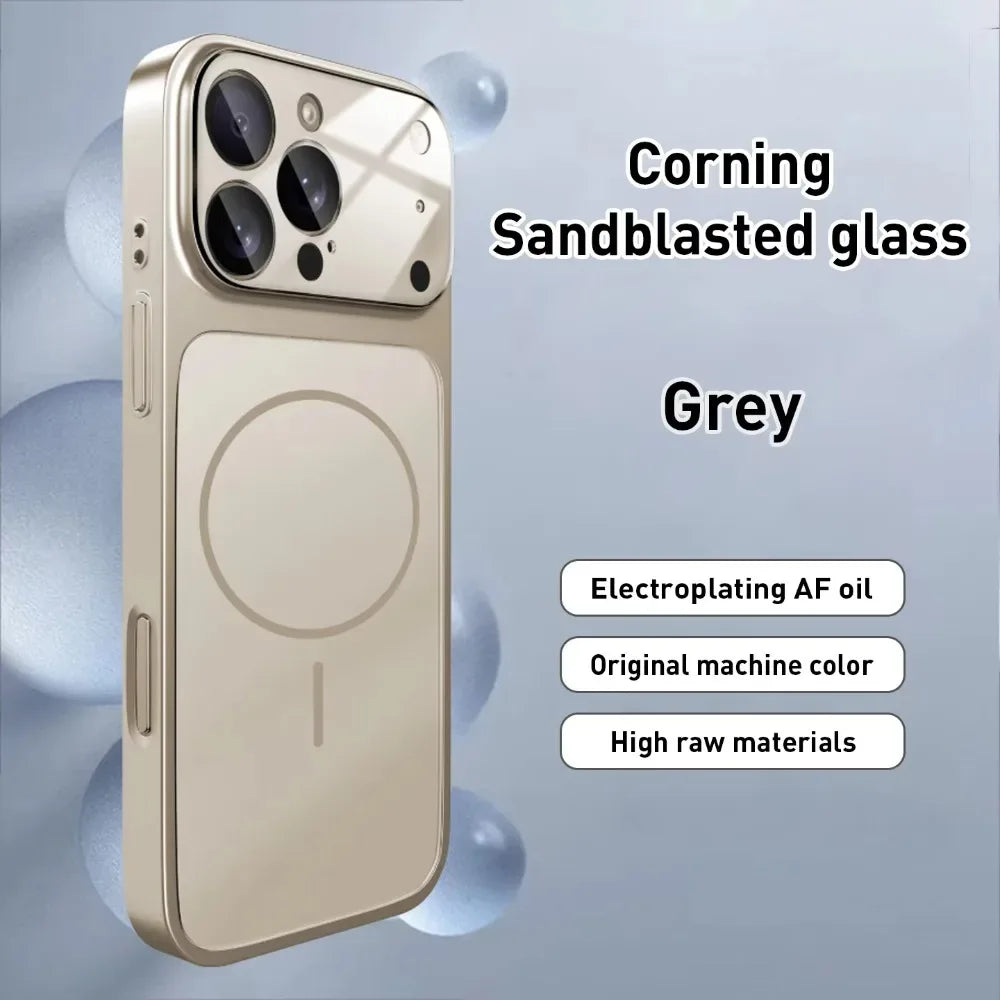 Original Glass Nano Matte Case For iPhone 17 Pro Max Air 16 15 14 13 12 11 Magnetic for Magsafe Wireless Charging Armor Funda