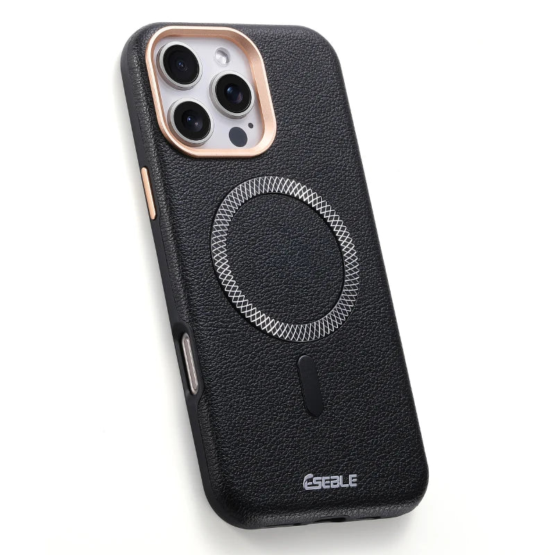 New Luxury Solid Color Leather For Magsafe Magnetic Shockproof Phone Case For iPhone 17 Pro Max 15 13 14 16 Pro Max Bumper Cover